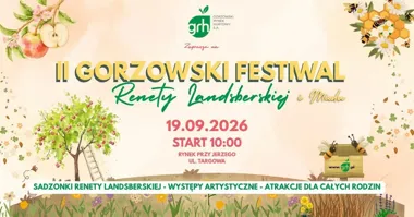 Grafika promocyjna wydarzenia II Gorzowski Festiwal Renety Landsberskiej i Miodu