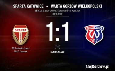 [PIŁKA NOŻNA] Betclic 3. Liga Grupa 3 (Grupa III): Sparta Katowice – Warta Gorzów Wielkopolski 1:1