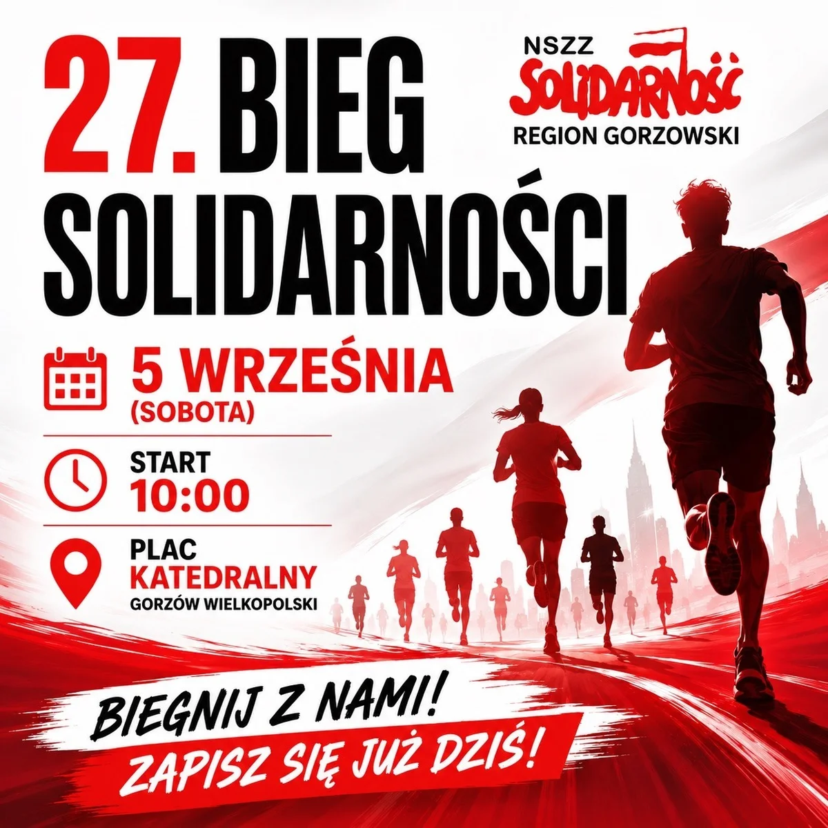 Grafika promocyjna wydarzenia 27. Bieg Solidarności w Gorzowie