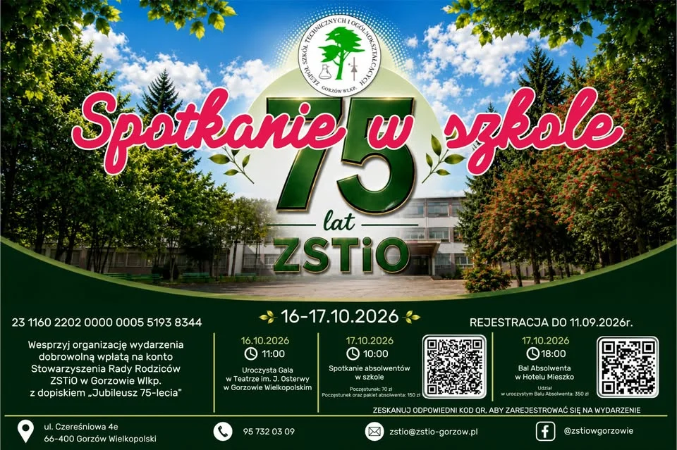 Grafika promocyjna wydarzenia Absolwencie „Chemika” – spotkajmy się przy Czereśniowej! Spotkanie pokoleń