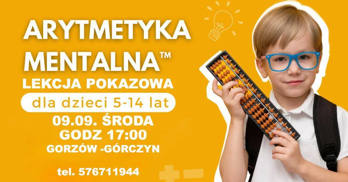 Grafika promocyjna wydarzenia AMAkids lekcja pokazowa arytmetyki mentalnej