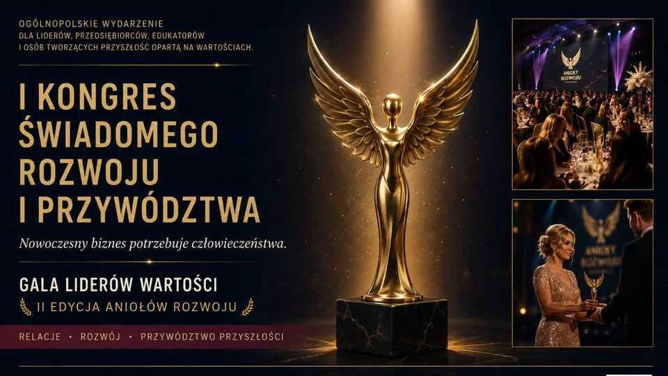 Grafika promocyjna wydarzenia I Kongres Świadomego Rozwoju i Przywództwa | II Gala Aniołów Rozwoju 2026 – Gorzów Wielkopolski