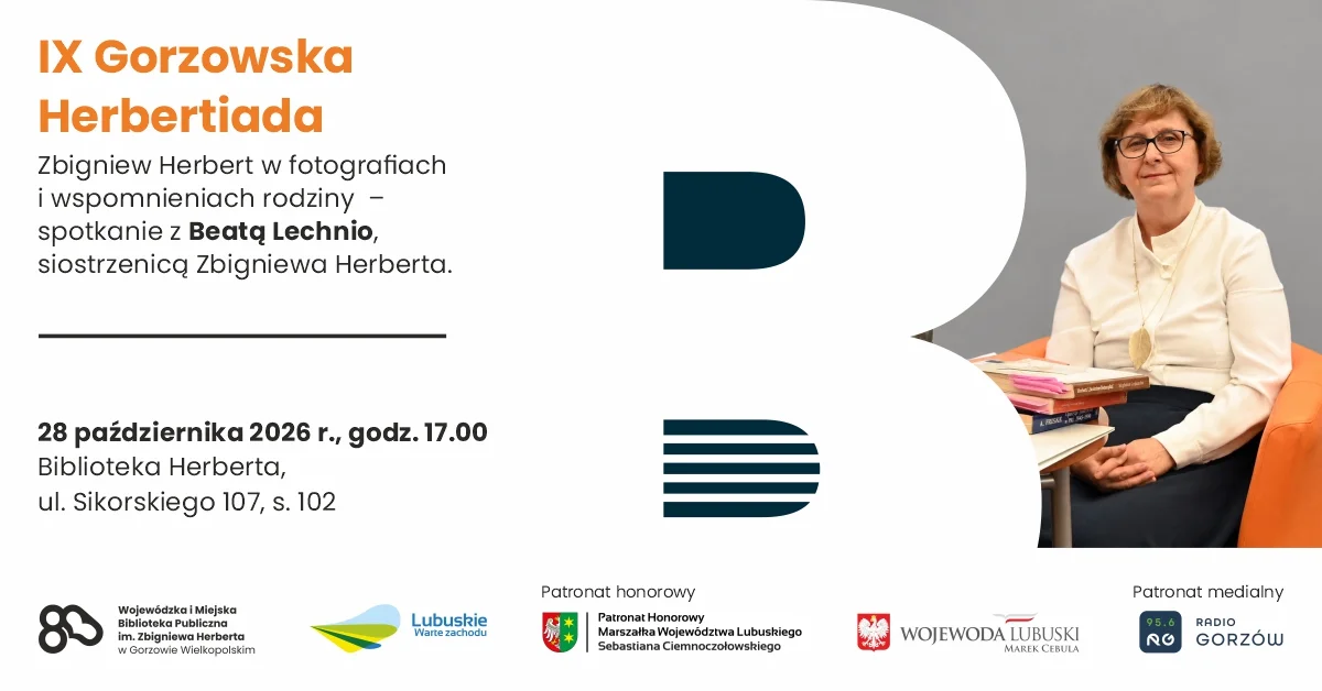 Grafika promocyjna wydarzenia IX Gorzowska Herbertiada: Herbert w rodzinnych wspomnieniach