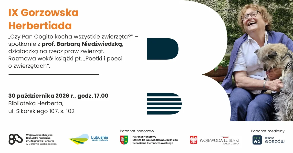Grafika promocyjna wydarzenia IX Gorzowska Herbertiada: poezja i zwierzęta