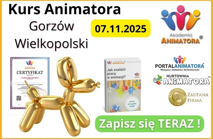 Obrazek przedstawia grafikę promocyjną wydarzenia Kurs Animatora Zabaw w Gorzowie Wielkopolskim