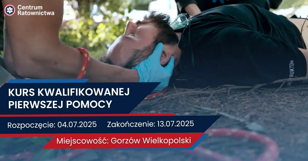 Grafika promocyjna wydarzenia Kurs Kwalifikowanej Pierwszej Pomocy w Gorzowie Wielkopolskim