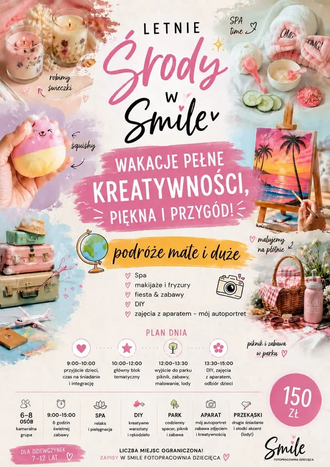 Grafika promocyjna wydarzenia Letnie środy w Smile – wakacyjne warsztaty
