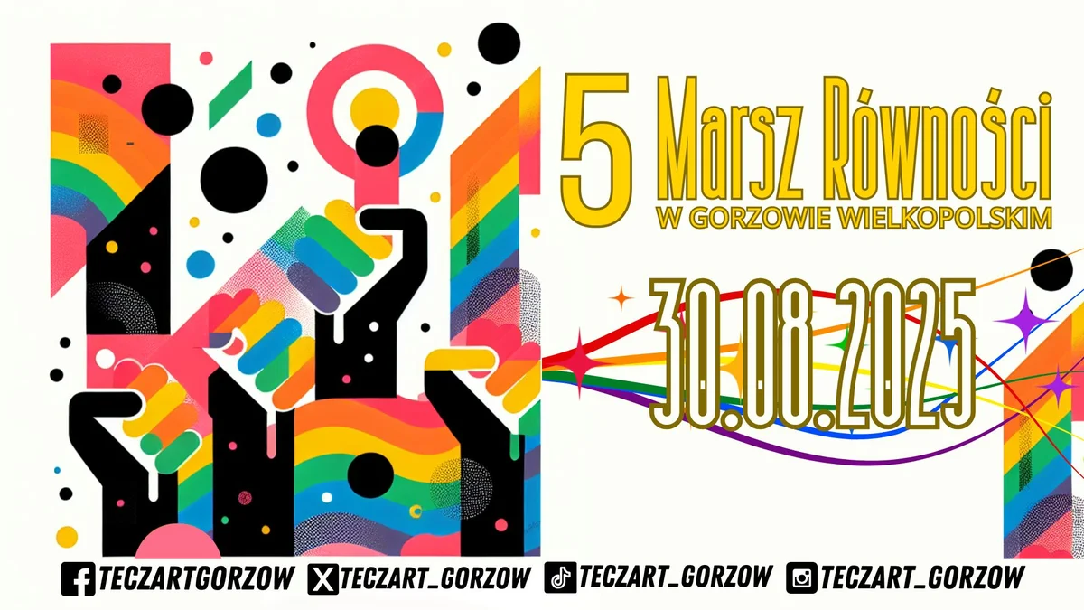 Grafika promocyjna wydarzenia Marsz równości w Gorzowie Wielkopolskim — 30 sierpnia 2025