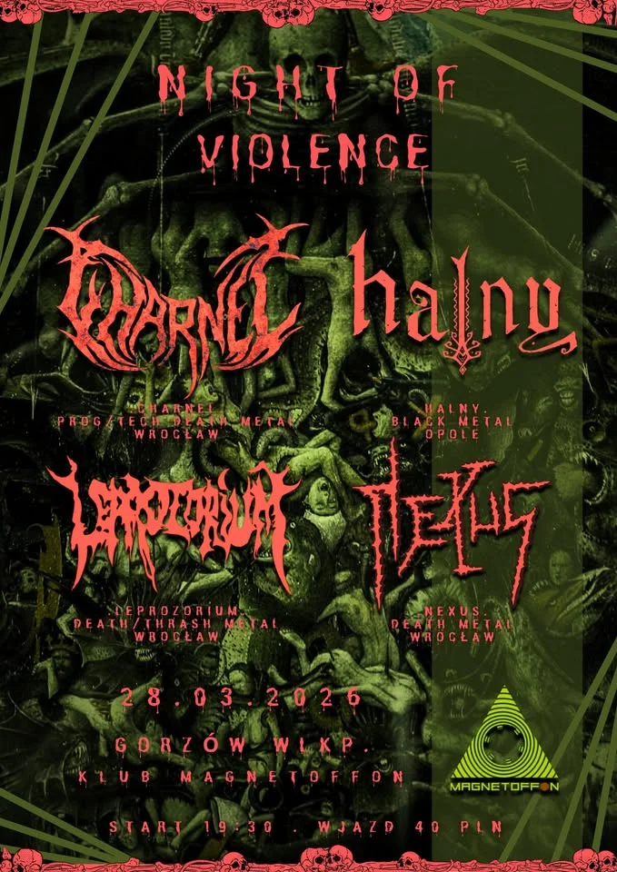 Grafika promocyjna wydarzenia NIGHT OF VIOLENCE — ekstremalny metal w MagnetOffOn (Gorzów Wielkopolski)