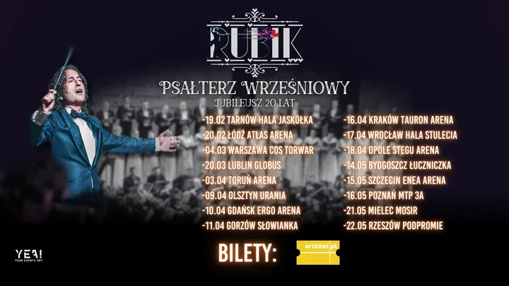 Grafika promocyjna wydarzenia Piotr Rubik – „Psałterz wrześniowy” w Gorzowie Wielkopolskim (jubileusz 20-lecia)