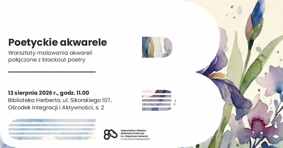 Grafika promocyjna wydarzenia Poetyckie akwarele w bibliotece
