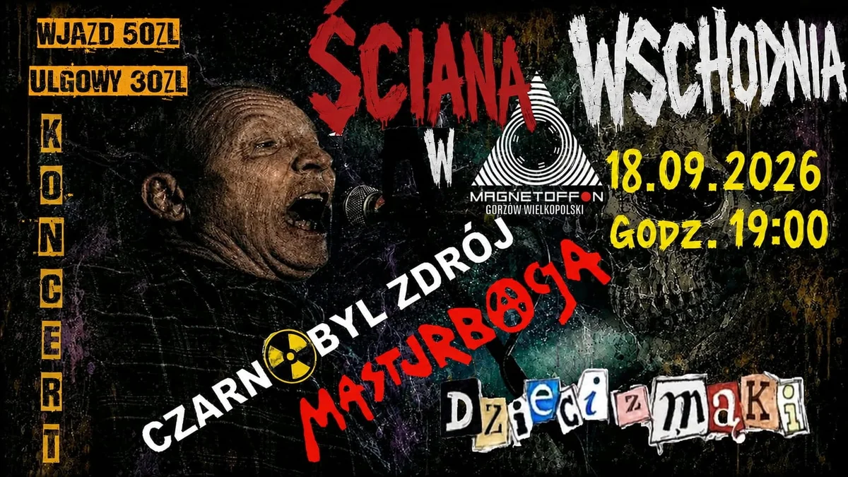 Grafika promocyjna wydarzenia Ściana Wschodnia: koncert punkowy