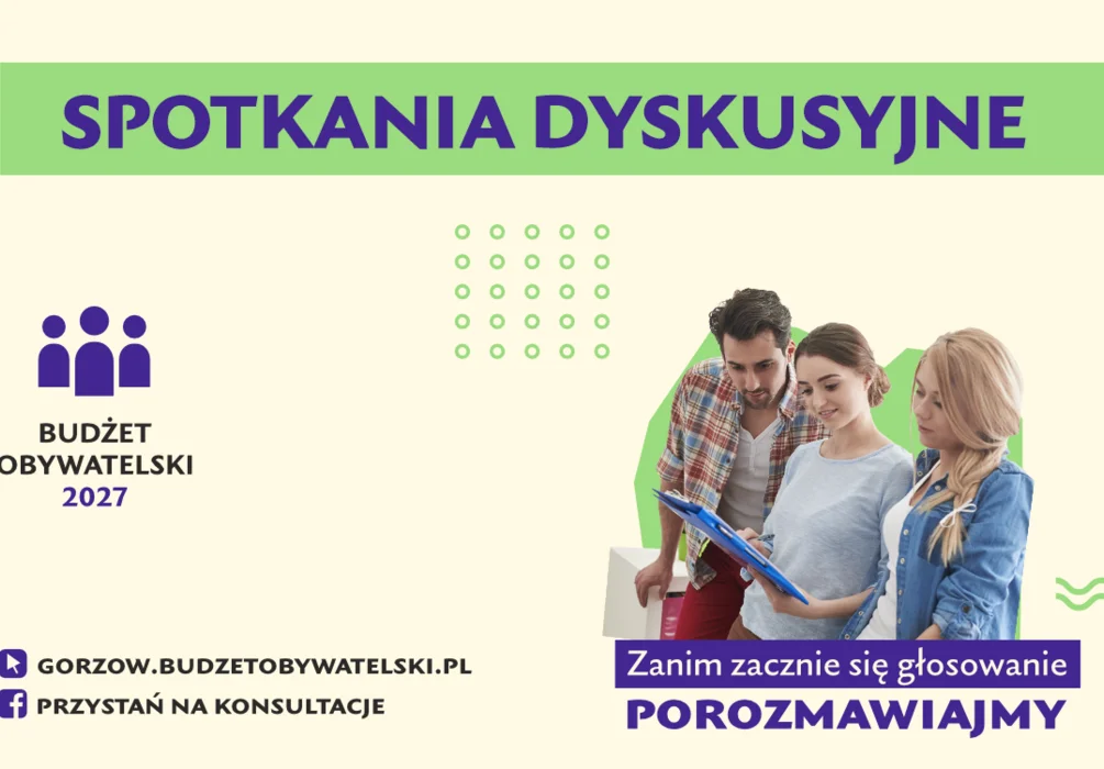 Grafika promocyjna wydarzenia Spotkania dyskusyjne w Budżecie Obywatelskim 2027