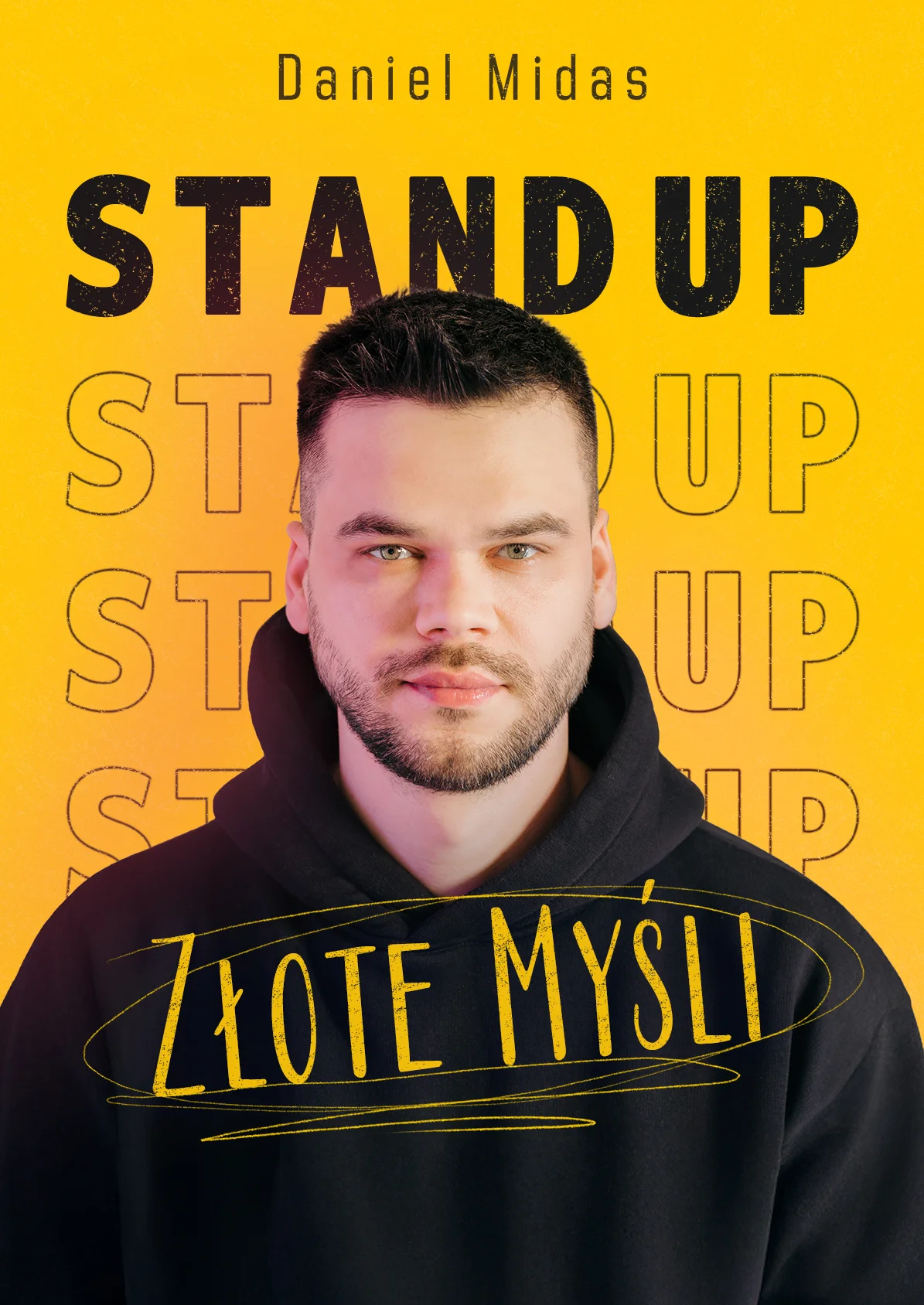 Grafika promocyjna wydarzenia Stand-up Daniela Midasa w Gorzowie Wielkopolskim