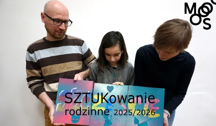 Grafika promocyjna wydarzenia SZTUKowanie rodzinne — warsztaty dla dzieci 7–15 lat z opiekunami