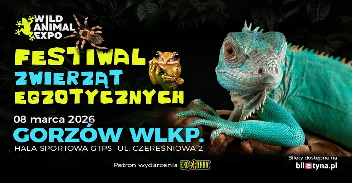 Grafika promocyjna wydarzenia Wild Animal Expo — Targi Zwierząt Egzotycznych w Gorzowie Wlkp. (8 marca 2026)