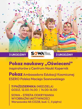 Grafika promocyjna wydarzenia 3. urodziny SOWA Gorzów Wielkopolski
