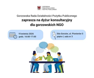 Grafika promocyjna wydarzenia Dyżur konsultacyjny dla gorzowskich NGO – wsparcie dla lokalnych organizacji