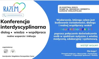 Grafika promocyjna wydarzenia Razem! z neuroróżnorodnością — konferencja interdyscyplinarna w Gorzowie