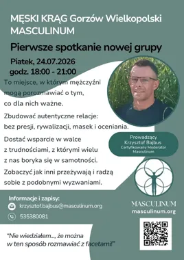 Grafika promocyjna wydarzenia Męski Krąg Gorzów Wielkopolski – spotkanie mężczyzn