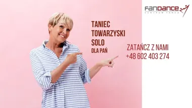 Grafika promocyjna wydarzenia Solo Dance dla Pań w Gorzowie: taniec towarzyski od podstaw i dla roztańczonych