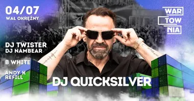 Grafika promocyjna wydarzenia Wartownia z DJ Quicksilverem w Gorzowie. Letnia noc z „Bellissimą” już 4 lipca