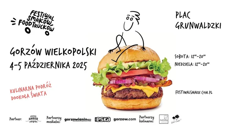 Obrazek przedstawia grafikę promocyjną wydarzenia Jesienna edycja Festiwalu Smaków Food Trucków w Gorzowie