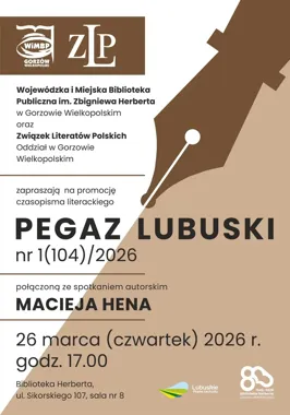Pegaz Lubuski z Maciejem Henem w Herbercie - literacki wieczór w Gorzowie