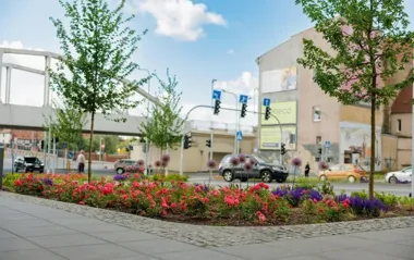 Spichrzowa po przebudowie. Zieleń w centrum przyciąga wzrok